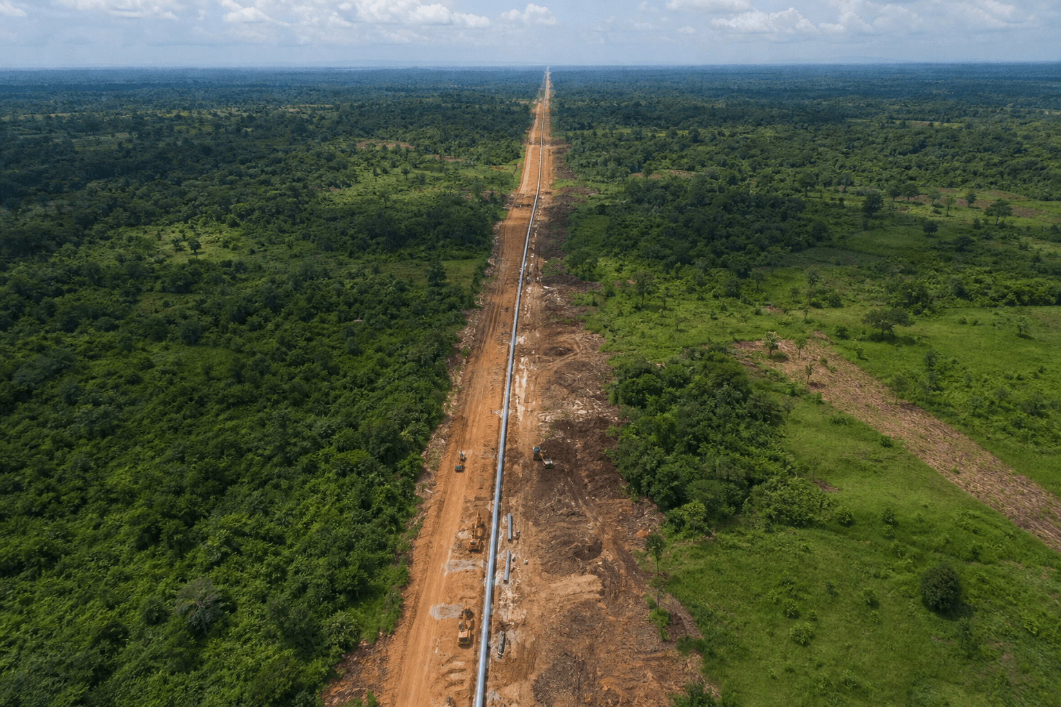 Pipeline infrastructure running through East African landscape